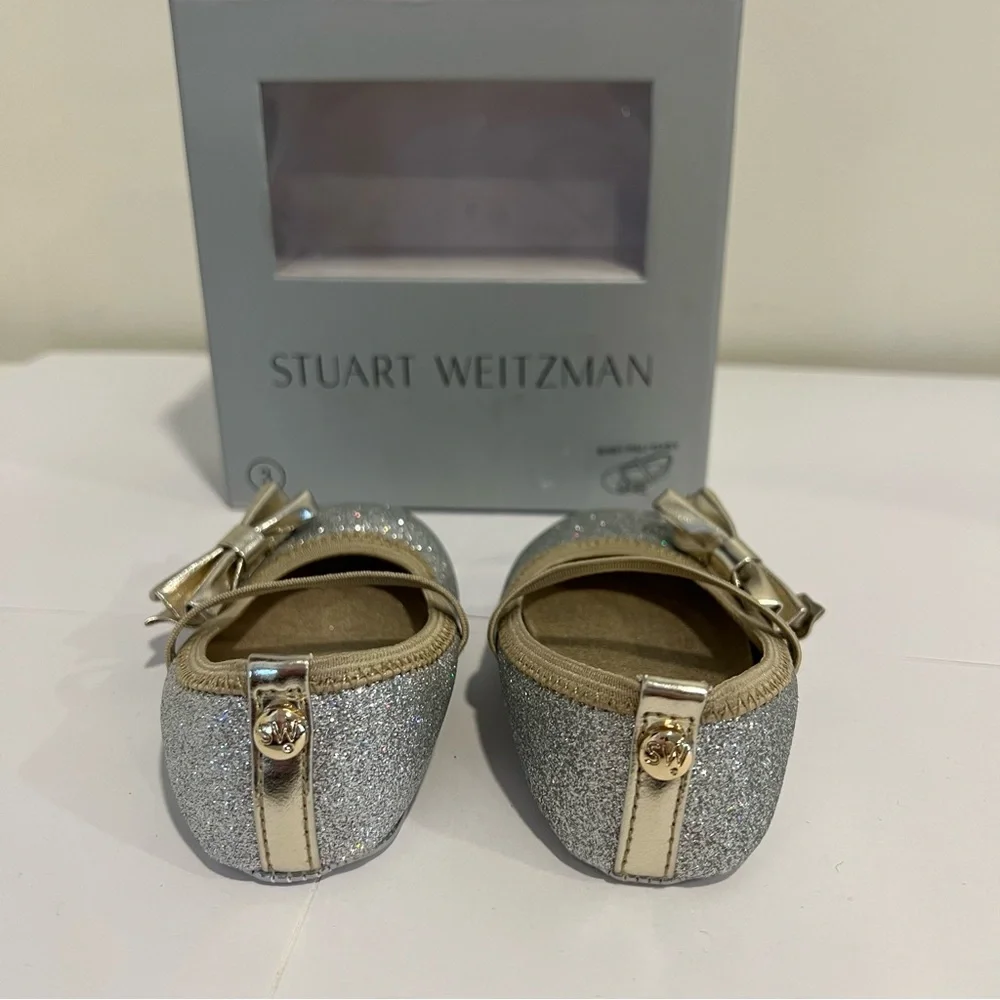 Stuart Weitzman Baby Glitz Ballet Flats Silver Gold Size 3 (6-9M)